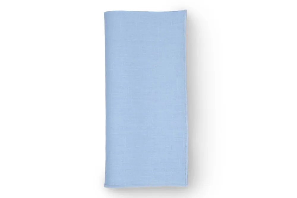 TriChi Design Place Settings & Linens|Air Blue Napkin with Blue Small Trim, Set of 4