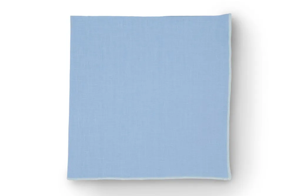 TriChi Design Place Settings & Linens|Air Blue Napkin with White Small Trim, Set of 4