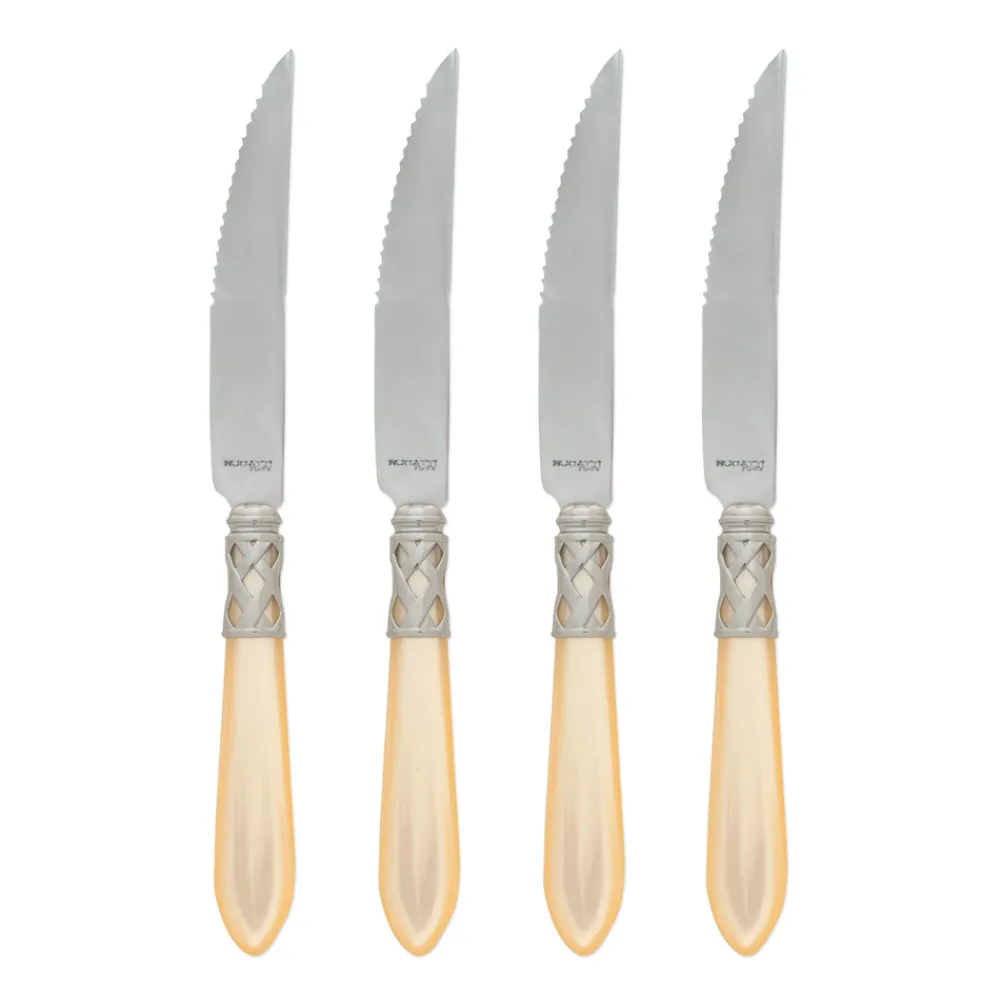 VIETRI Flatware|Aladdin Antique White Steak Knives, Set of 4