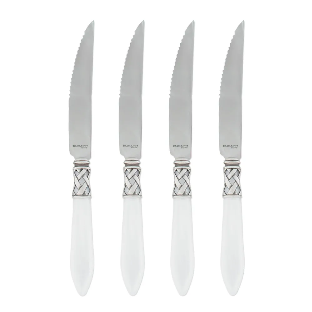VIETRI Flatware|Aladdin Antique White Steak Knives, Set of 4