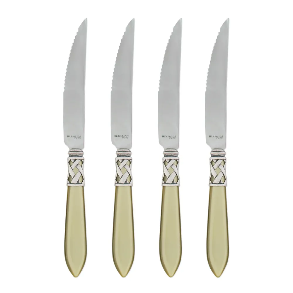 VIETRI Flatware|Aladdin Antique White Steak Knives, Set of 4