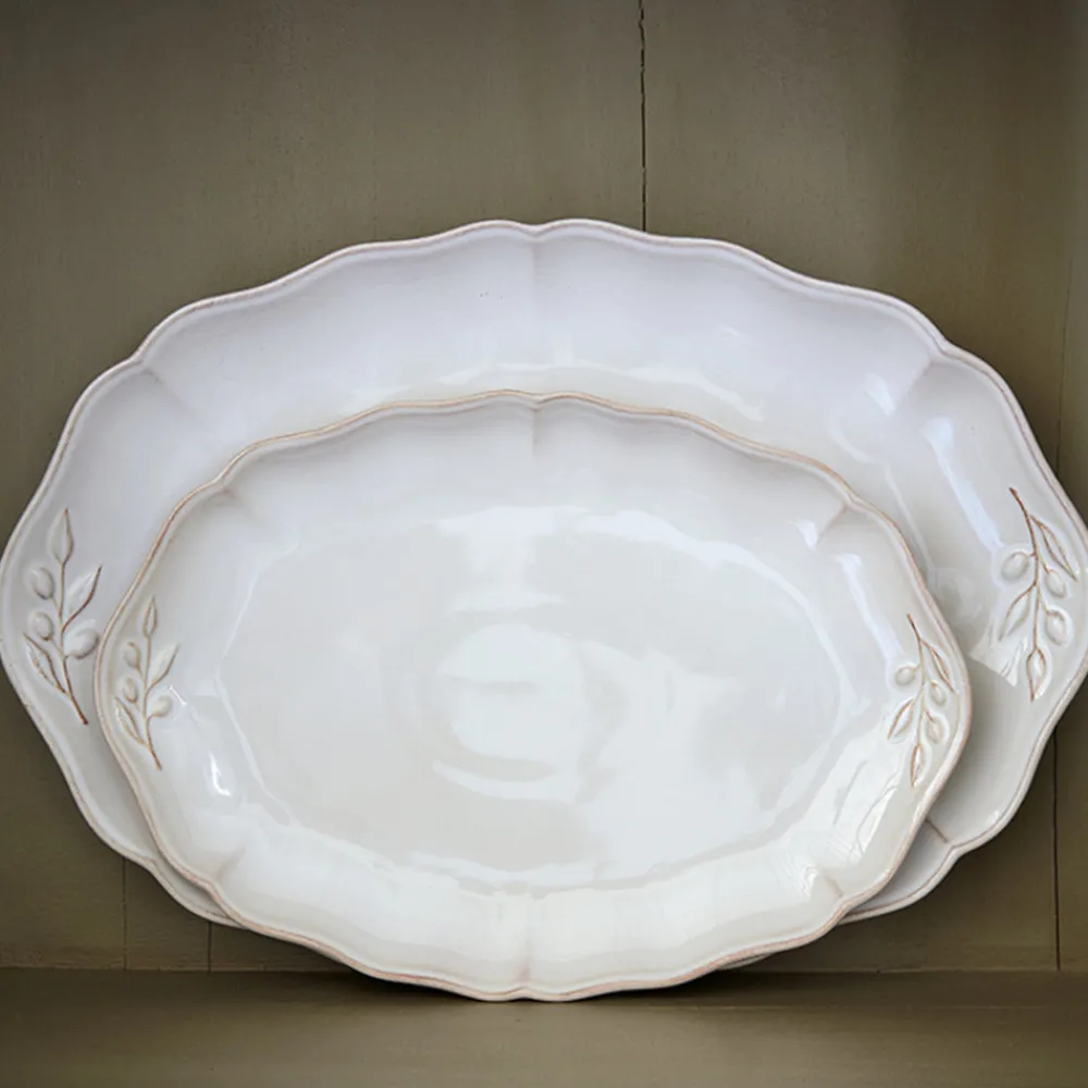 Costa Nova Dinnerware|Alentejo Collection Oval Platter in White