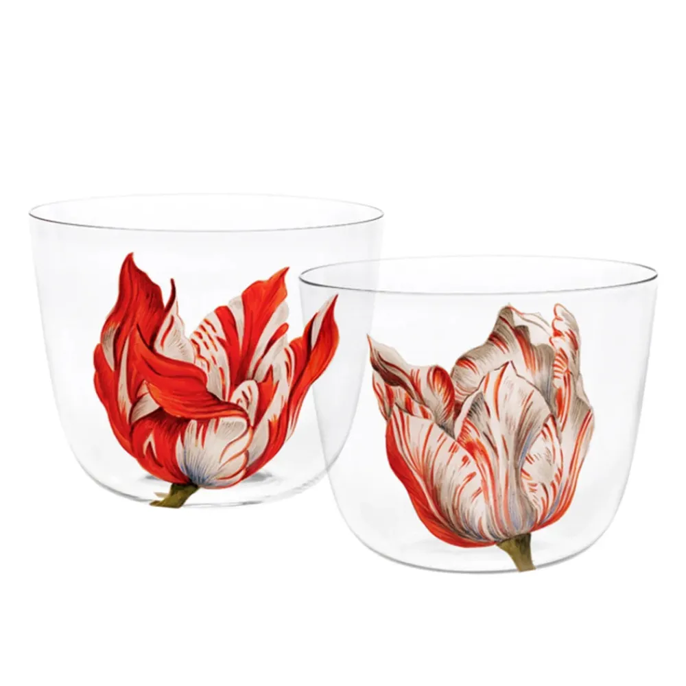 Lobmeyr Glassware|Alpha Tulipmania Water Tumbler with Tulips