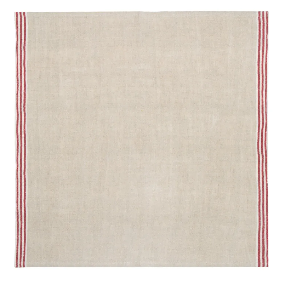 Caravan Place Settings & Linens|Alsace Natural Napkins in Natural & Red, Set of 4