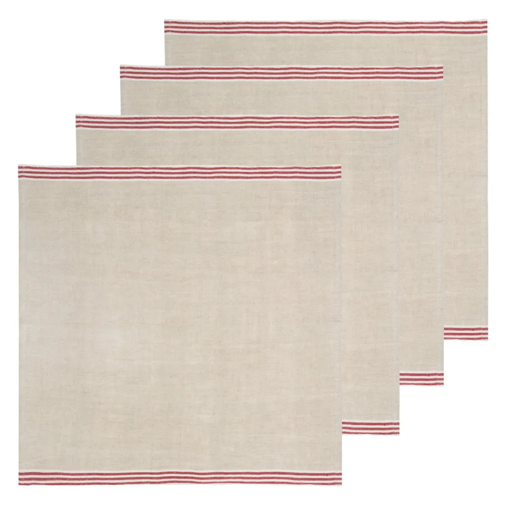 Caravan Place Settings & Linens|Alsace Natural Napkins in Natural & Red, Set of 4