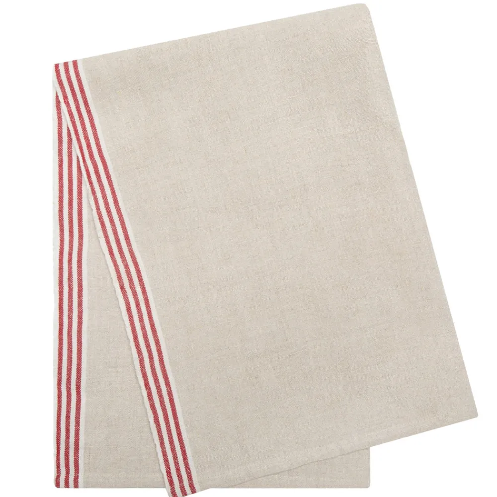 Caravan Place Settings & Linens|Alsace Natural Tea Towels in Natural & Red, Set of 2