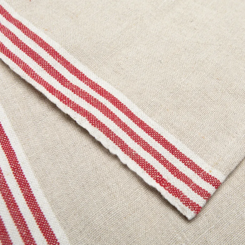 Caravan Place Settings & Linens|Alsace Natural Tea Towels in Natural & Red, Set of 2