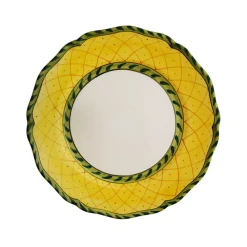 Este Ceramiche Dinnerware|Ananas Dessert Plates in Green/Yellow, Set of 6