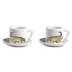 Z.d.G. Dinnerware|Animaux de la Savane Pair of Espresso Cups & Saucers, Crocodile