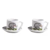 Z.d.G. Dinnerware|Animaux de la Savane Pair of Espresso Cups & Saucers, Elephant