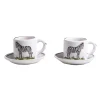 Z.d.G. Dinnerware|Animaux de la Savane Pair of Espresso Cups & Saucers, Zebra