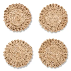 AERIN Place Settings & Linens|Annisa Straw Coasters in Natural, Set of 4