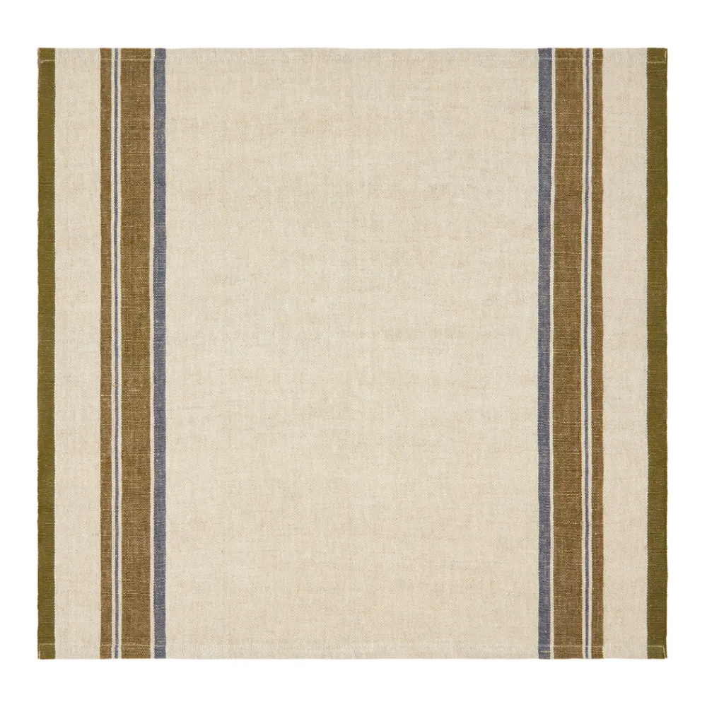 Caravan Place Settings & Linens|Antibes Napkin in Natural & Green, Set of 4