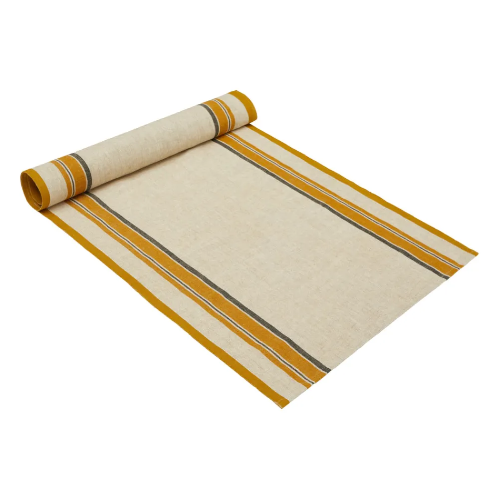 Caravan Place Settings & Linens|Antibes 20x72 Runner in Natural & Mustard