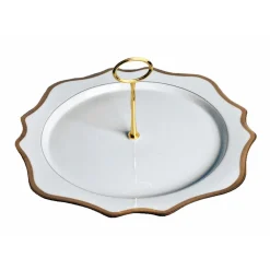 Anna Weatherley Dinnerware|Antique White Charger Plate Tray in Gold Rim