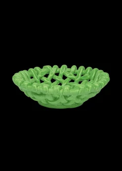 Late Afternoon Dinnerware|Apple Green Basketweave Bowl