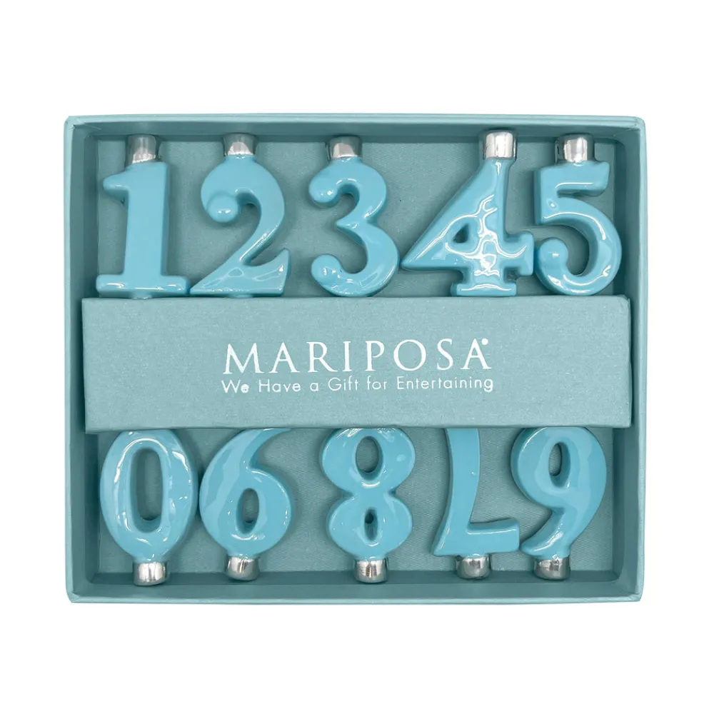 Mariposa Candles|Aqua Candle Number Holder Set