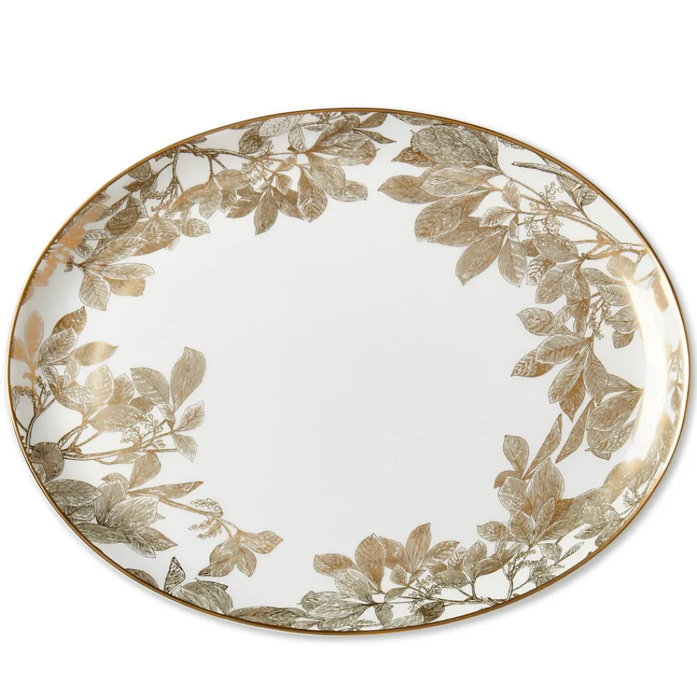 Caskata Dinnerware|Arbor Large Coupe Oval Platter Gold