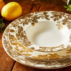 Caskata Dinnerware|Arbor Rimmed Soup Bowl Gold