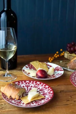 Caskata Dinnerware|Arcadia Canape Plates in Crimson, Set of 4