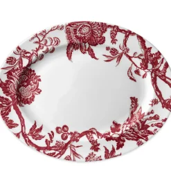 Caskata Dinnerware|Arcadia Crimson Large Oval Rimmed Platter