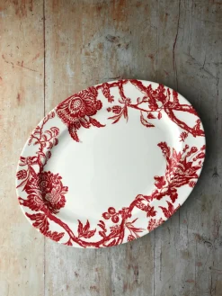 Caskata Dinnerware|Arcadia Crimson Large Oval Rimmed Platter