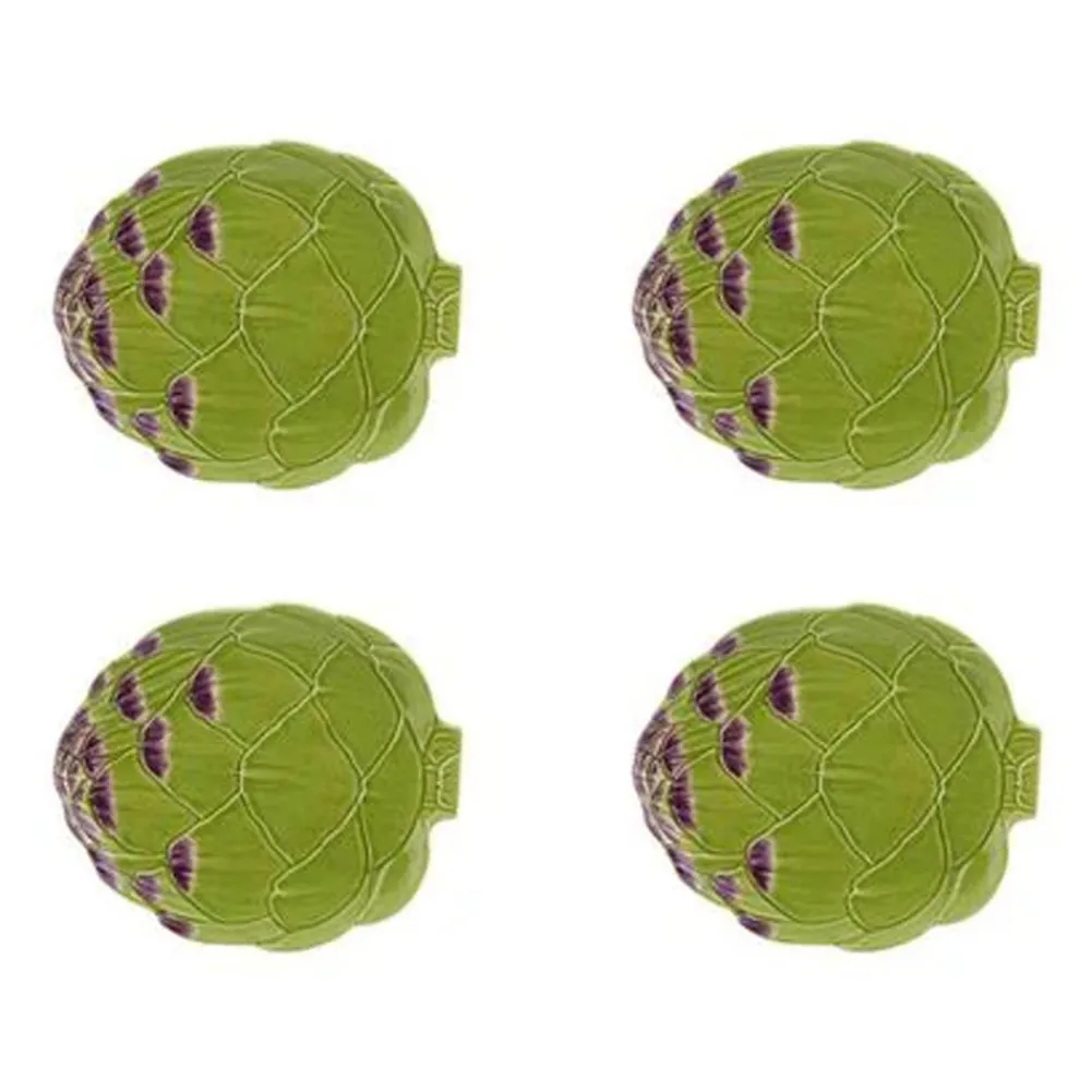Bordallo Pinheiro Dinnerware|Artichoke Bread Plate in Green, set of 4