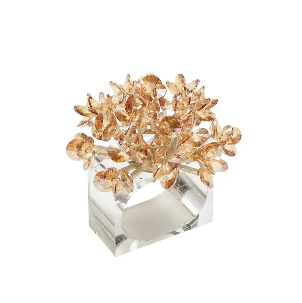 Kim Seybert Place Settings & Linens|Aster Napkin Ring in Champagne, Set of 4