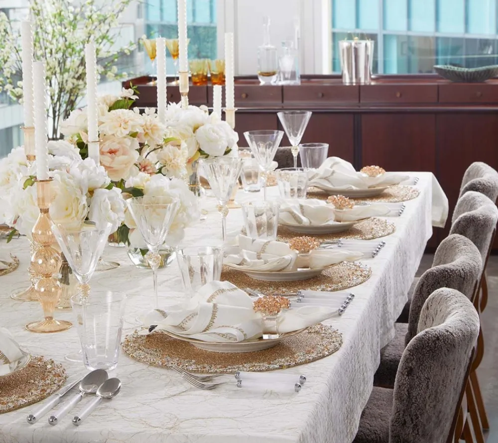 Kim Seybert Place Settings & Linens|Aster Napkin Ring in Champagne, Set of 4