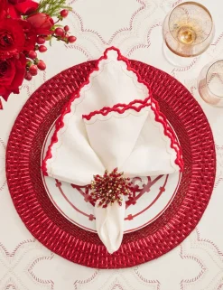 Kim Seybert Place Settings & Linens|Aster Napkin Ring in Red, Set of 4