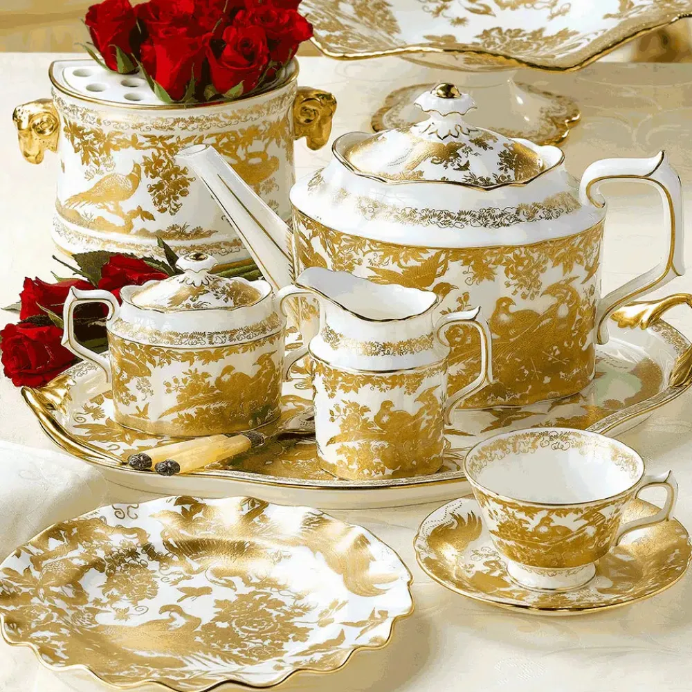 Royal Crown Derby Dinnerware|Aves Gold Tea Cup & Saucer