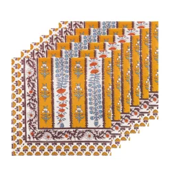 Couleur Nature Place Settings & Linens|Avignon Napkins Dijon & Blue, Set of 6