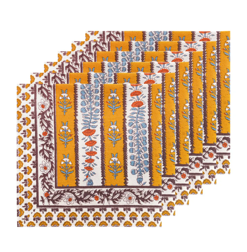 Couleur Nature Place Settings & Linens|Avignon Napkins Dijon & Blue, Set of 6