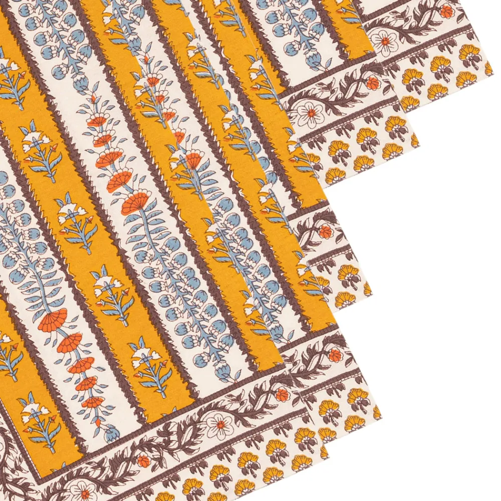 Couleur Nature Place Settings & Linens|Avignon Napkins Dijon & Blue, Set of 6