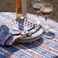 Couleur Nature Place Settings & Linens|Avignon Napkins Red & Blue, Set of 6