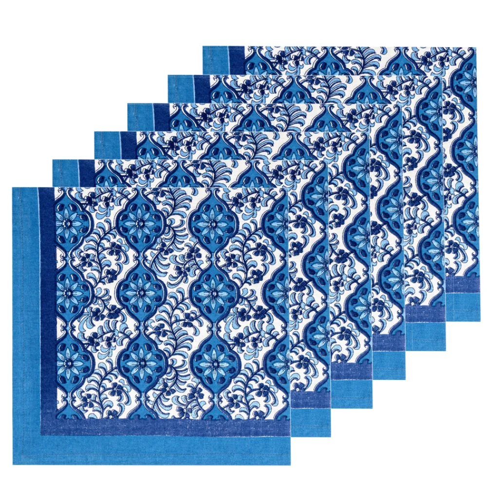 Couleur Nature Place Settings & Linens|Azulejo Blue Napkins, Set of 6