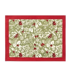 Couleur Nature Place Settings & Linens|Baies de houx Mats in Red & Green, Set of 6