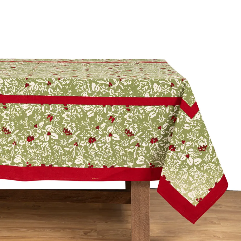 Couleur Nature Place Settings & Linens|Baies de houx Tablecloth in Red & Green