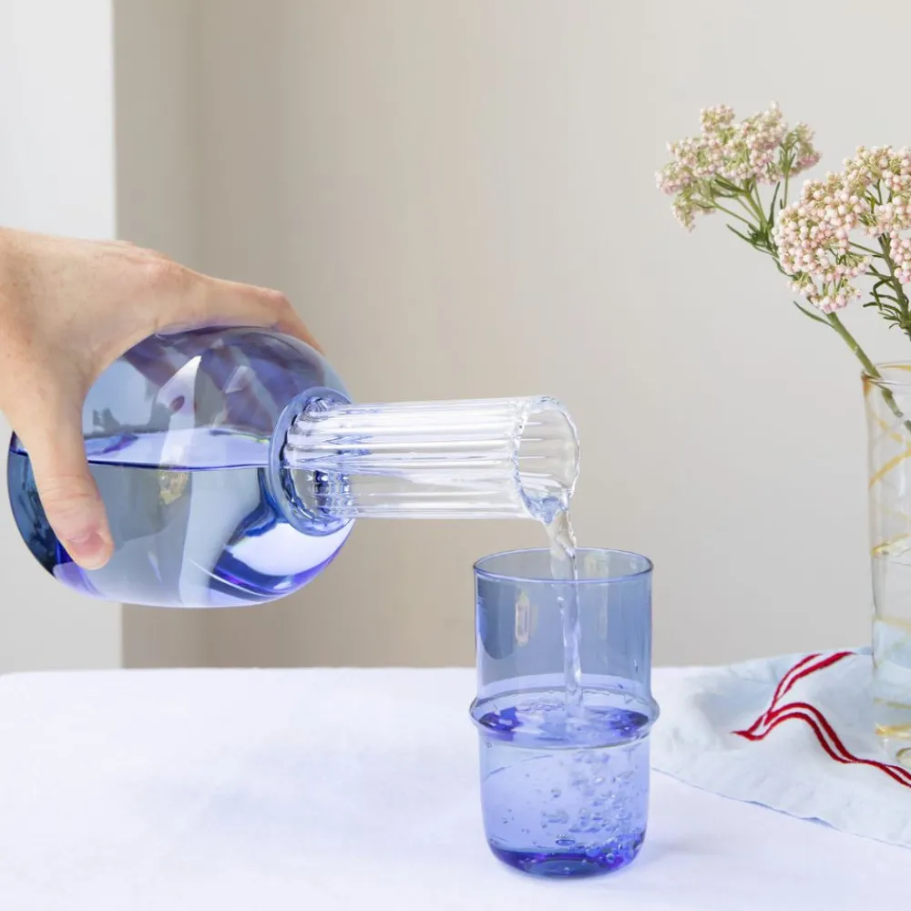 Issy Granger Glassware|Bedside Carafe & Tumbler in Blue