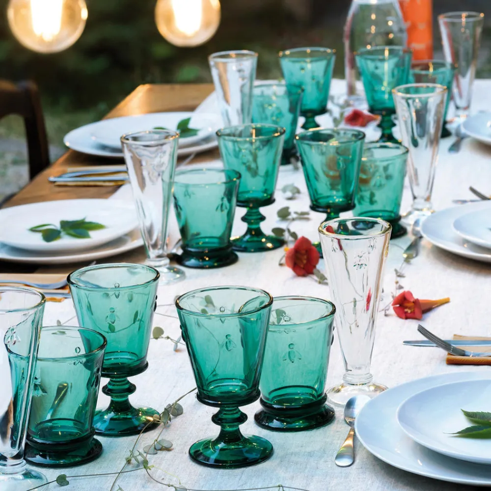 La Rochere Glassware|Bee Wine Glass in Emerald, Set of 6