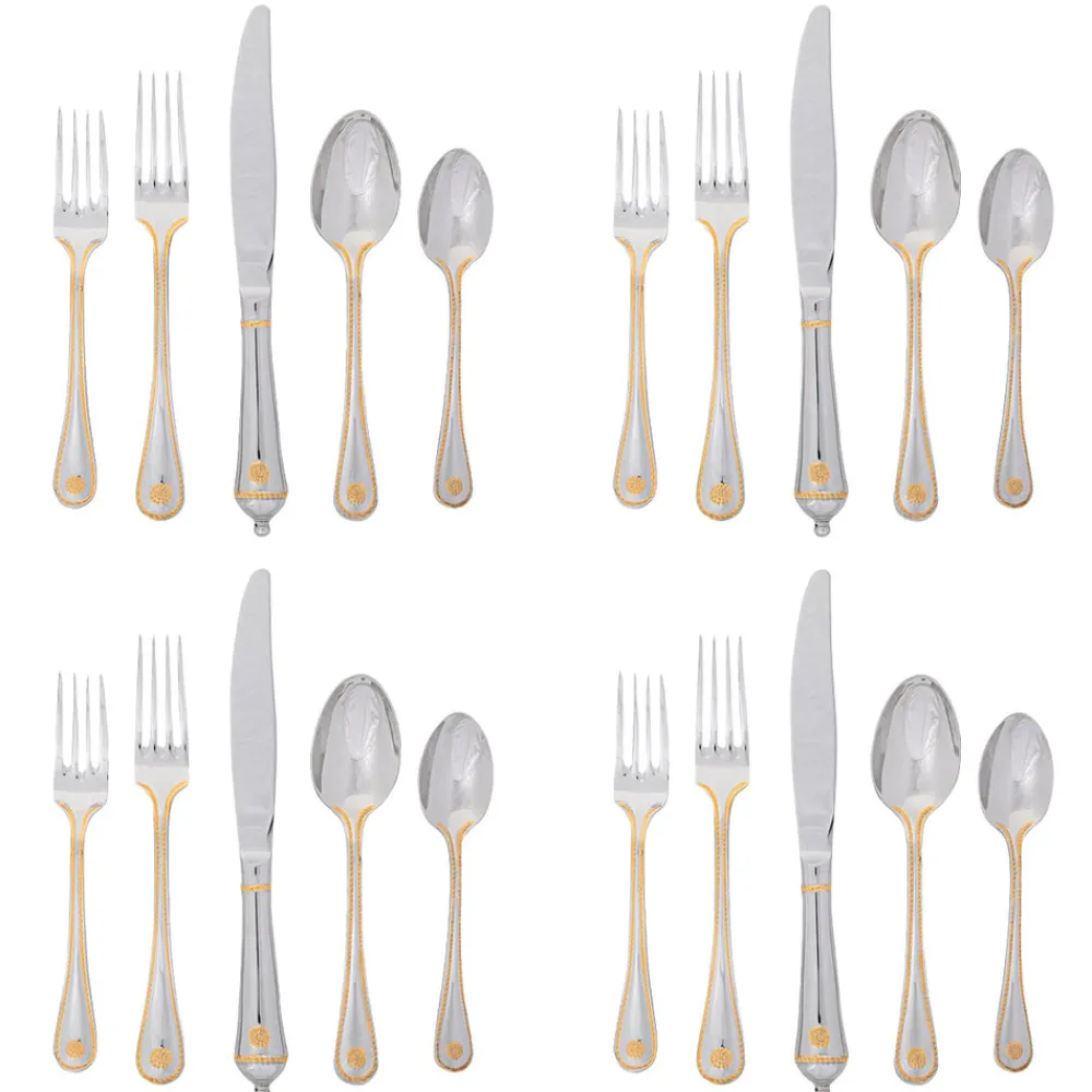 Juliska Flatware|Berry & Thread 20-Piece Place Setting in Polished with Gold