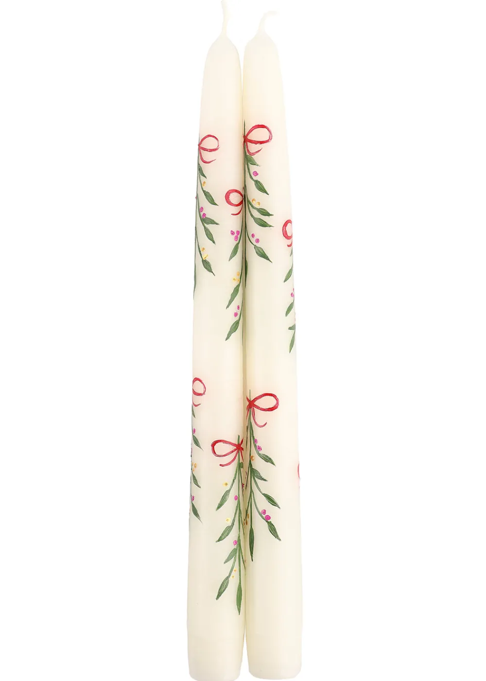 MJ Tablescapes Candles|Berry Kissed Mistletoe Taper Candles, Set of 2
