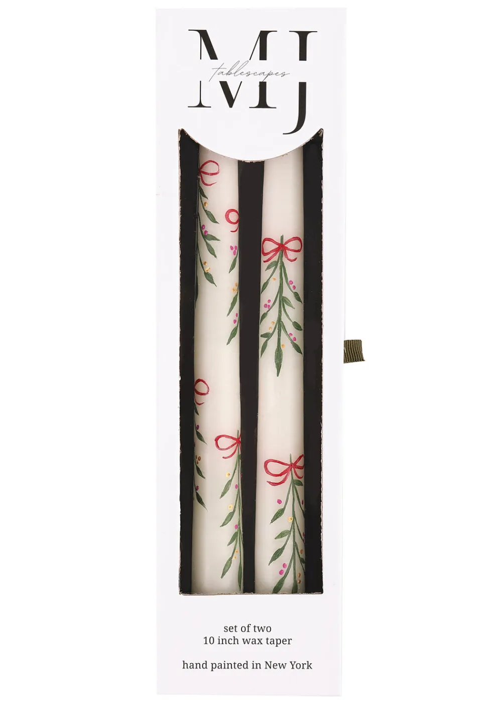 MJ Tablescapes Candles|Berry Kissed Mistletoe Taper Candles, Set of 2