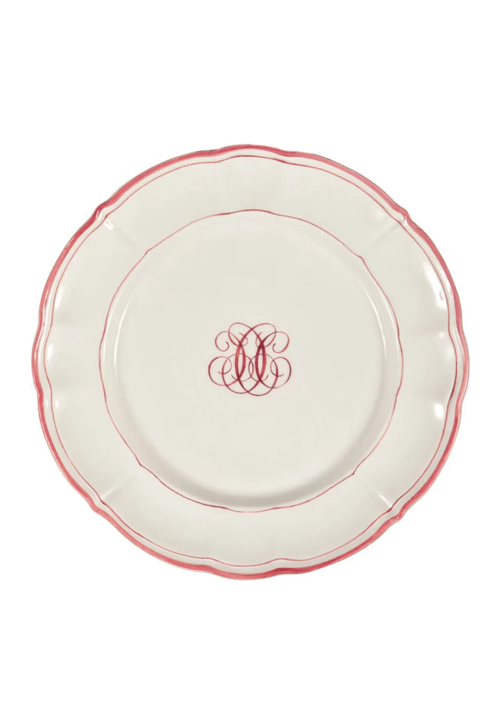 Laboratorio Paravicini Dinnerware|Bespoke Milano Plate with Central Monogram and Rim, Set of 12