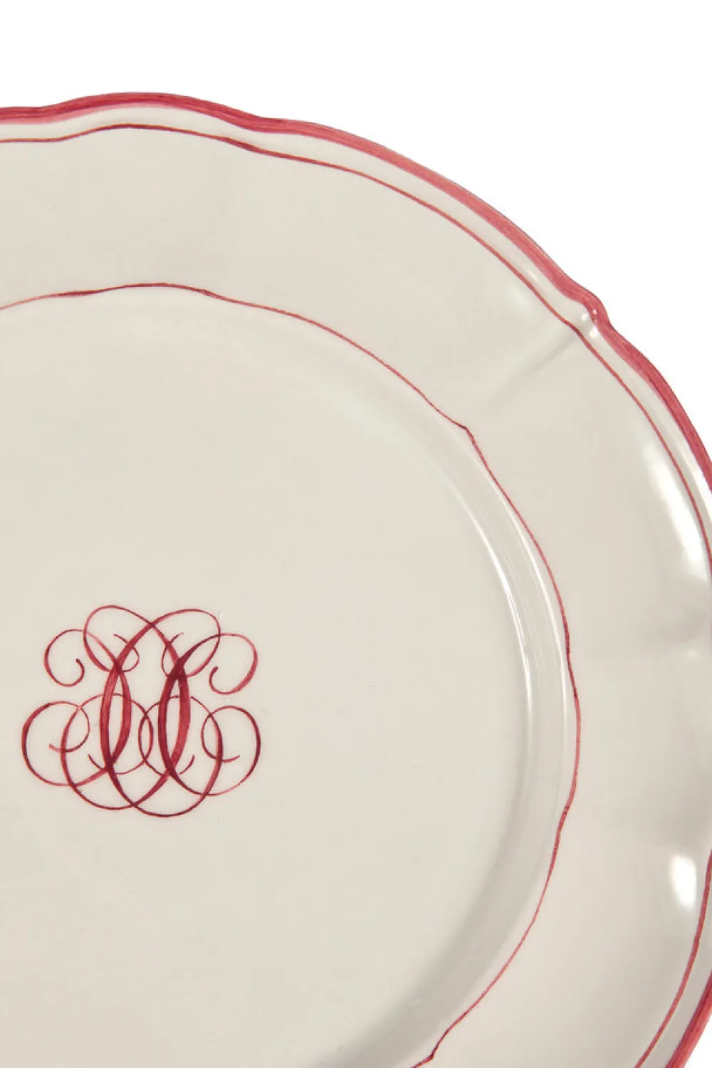 Laboratorio Paravicini Dinnerware|Bespoke Milano Plate with Central Monogram and Rim, Set of 12
