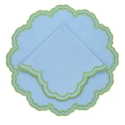 Flying Sheep Country Place Settings & Linens|Bettina Napkin in Blue & Green, Set of 4