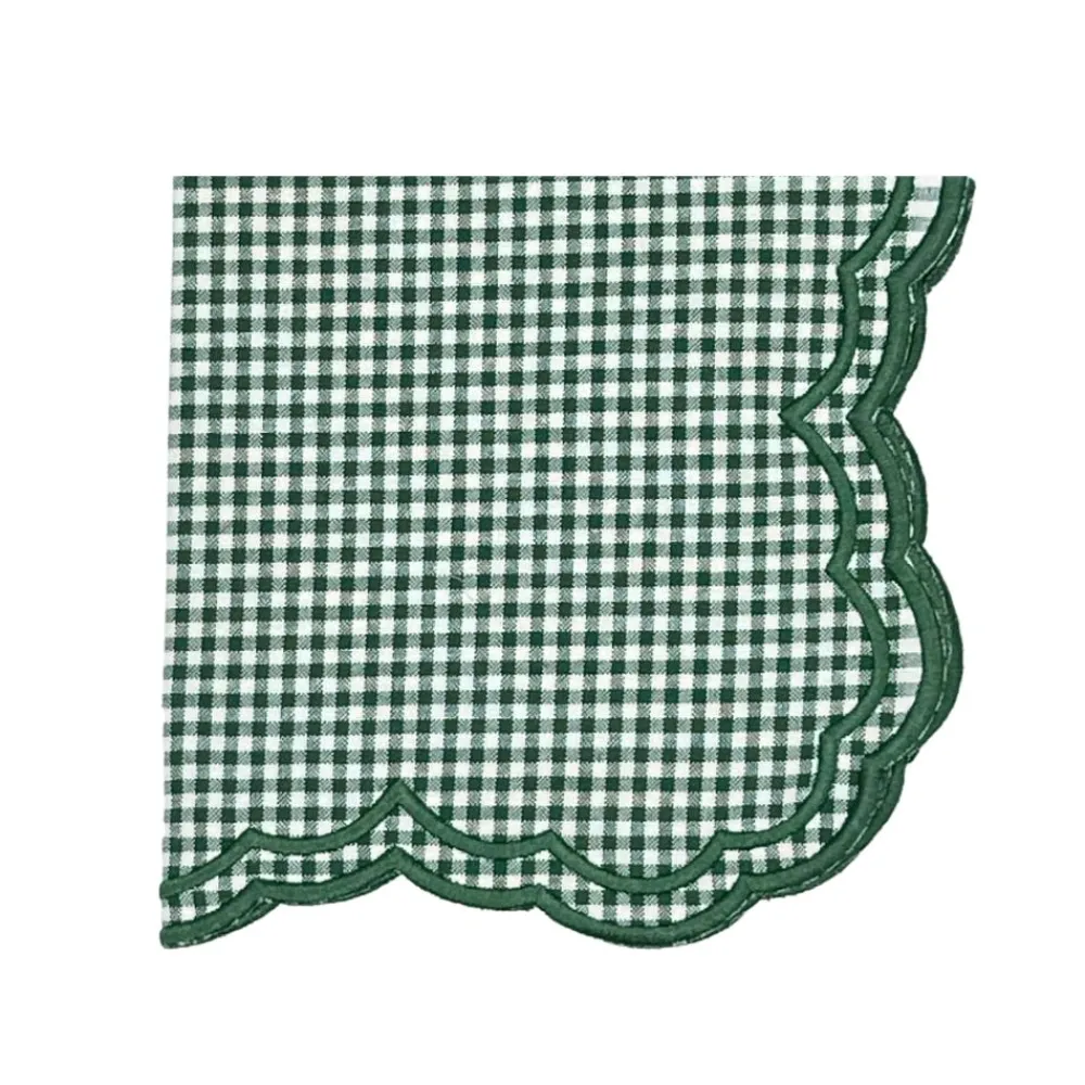 Flying Sheep Country Place Settings & Linens|Bettina Napkin in Dark Green Gingham, Set of 4