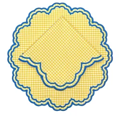 Flying Sheep Country Place Settings & Linens|Bettina Napkin in Yellow Gingham, Set of 4
