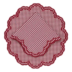 Flying Sheep Country Place Settings & Linens|Bettina Placemat in Red Gingham, Set of 4