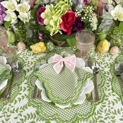 Flying Sheep Country Place Settings & Linens|Bettina-Gingham Napkin in Green, Set of 4